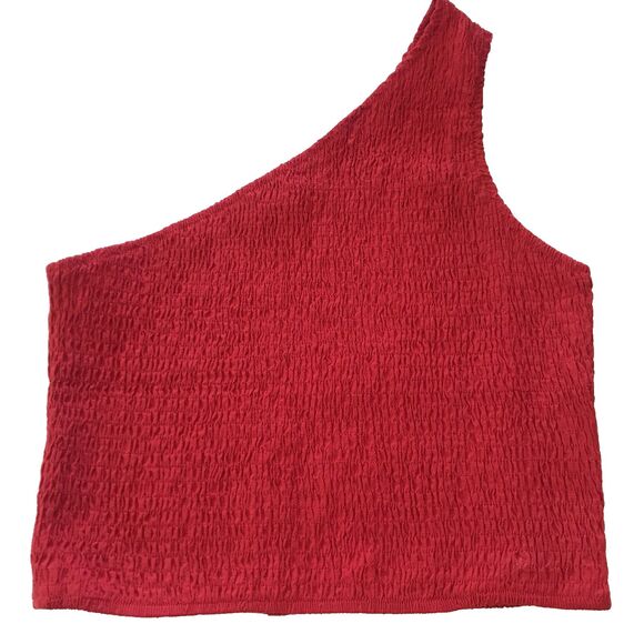 Pretty Garden Woman's Vibrant Red One Shoulder Crop Top Size L - Picture 2 of 6